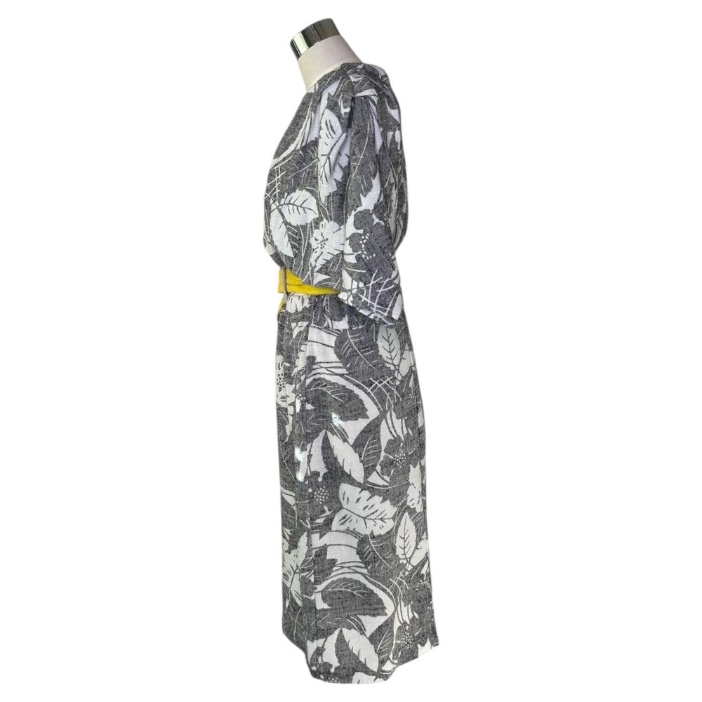 Pizzuto for Phoebe Vintage Kimono Style Tropical Leaf‎ Pattern Dress M - Picture 3 of 9